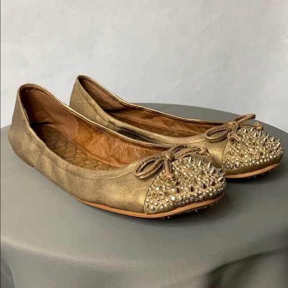 Sam Edelman Shoes - Sam Edelman Gold Leather Ballet Flats